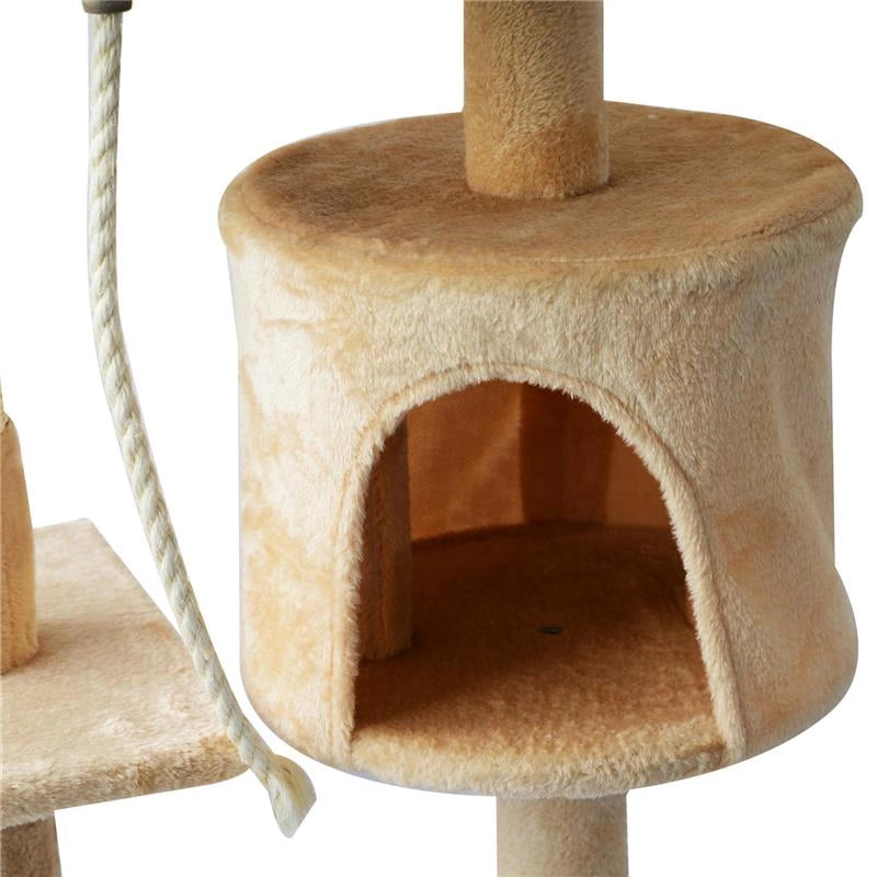ALBERO PER GATTI A 4 LIVELLI CON GIOCATTOLI, BEIGE 40X40X114CM