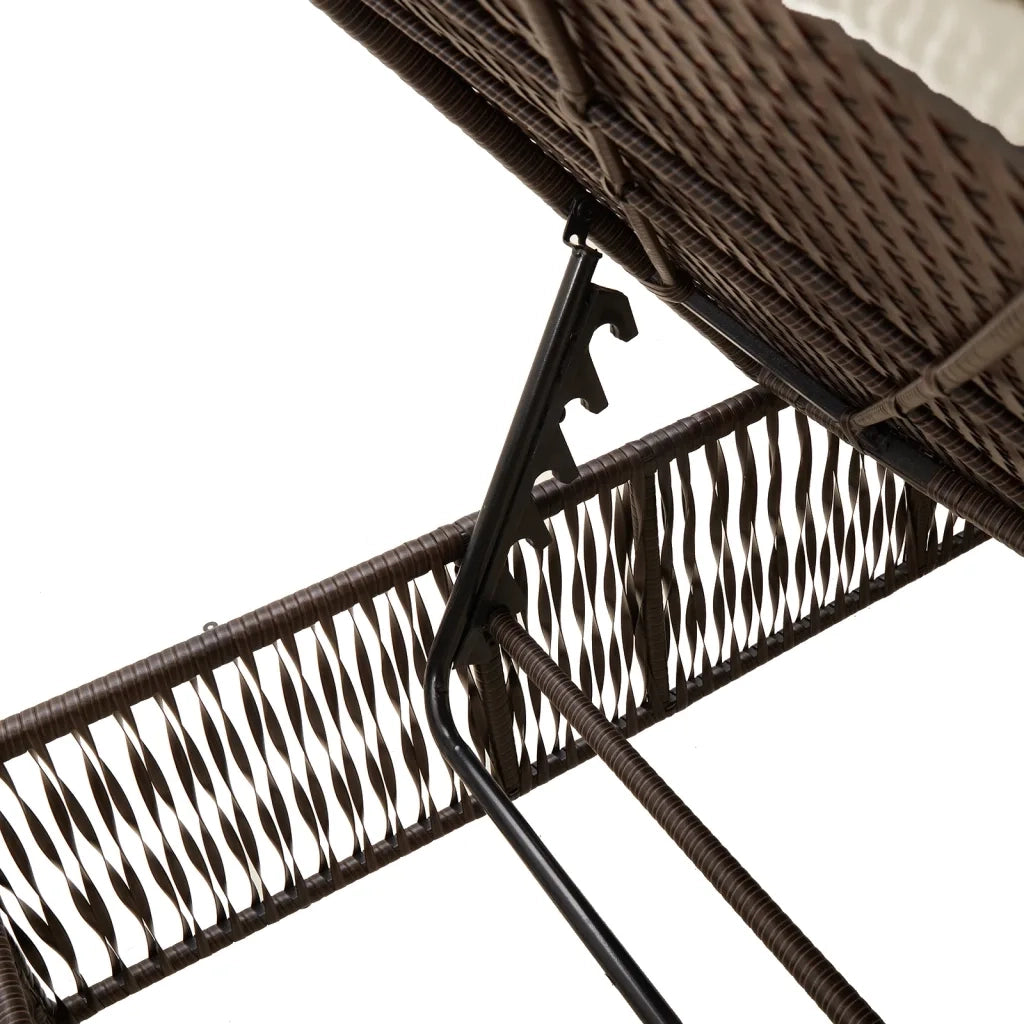 vidaXL Lettini Prendisole 2 pz con Tavolino Marrone in Polyrattan