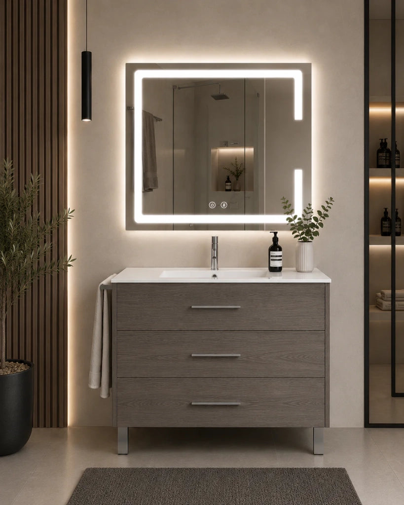 Mobile bagno con lavabo ORIGENBATH RIBERA senza specchio 70x40 cm rovere smoky