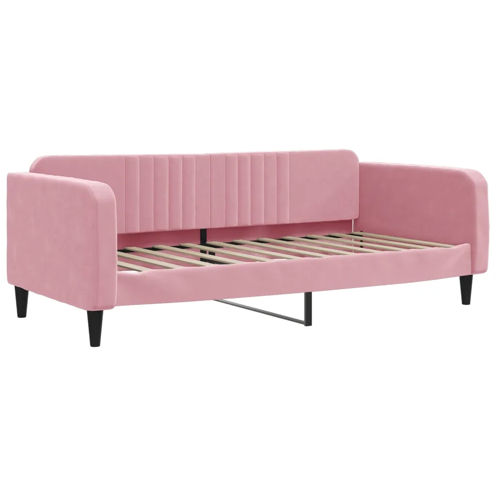 Divano Letto Estraibile con Materassi Rosa 100x200 cm Velluto 3197097