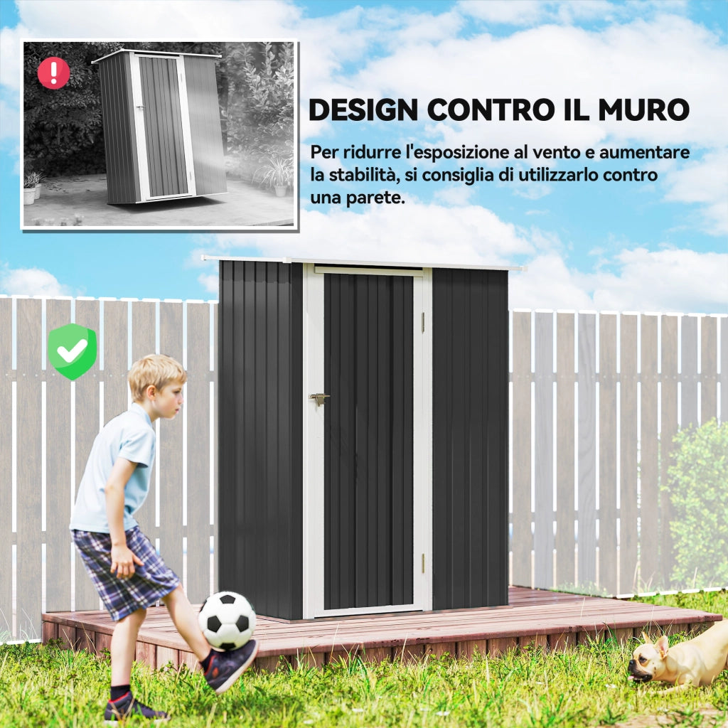 Capanno da Giardino in Acciaio ¨C Zephmum ¨C Grigio 142x84x189 cm