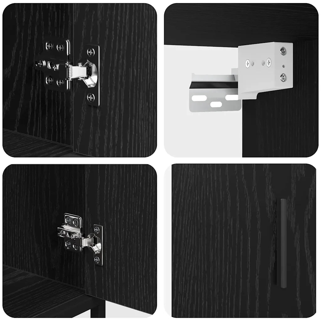 Set di mobili per il bagno 3 pcs Rovere Nero Legno multistrato