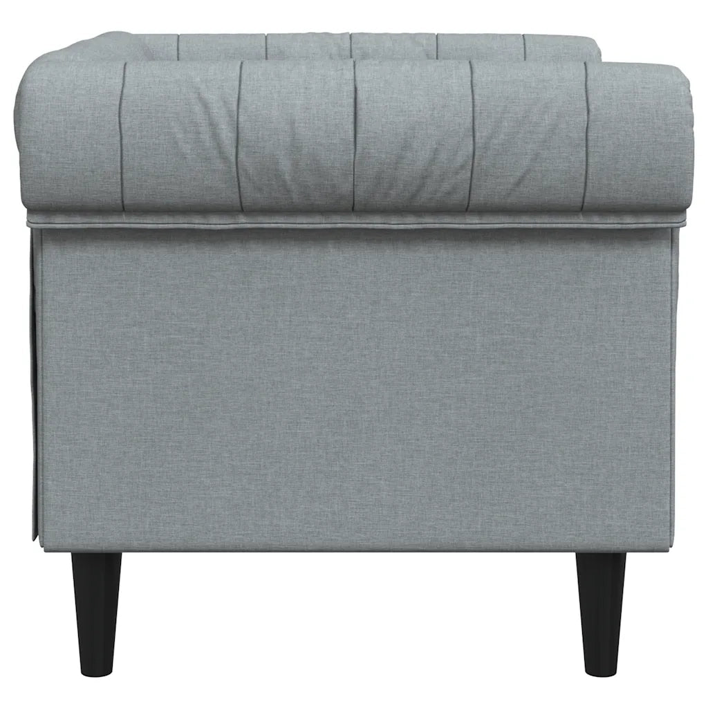 Divano Sedia-Poltrona Chesterfield Grigio Chiaro in Tessuto