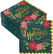 Servette per Natale - Disposizione - 50 pezzi - 3 strati - Fiori - Ideale per Feste - 12,7 x 12,7 cm