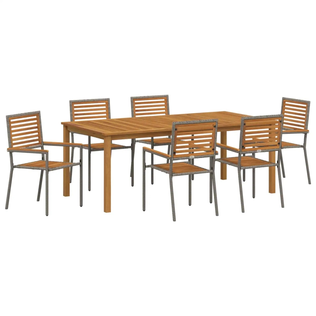 Set da Pranzo per Giardino 7 pz Grigio Legno di Acacia Massello 3365524