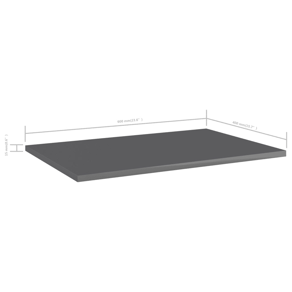 Ripiani per Libreria 8pz Grigio Lucido 60x40x1,5cm Multistrato 805265