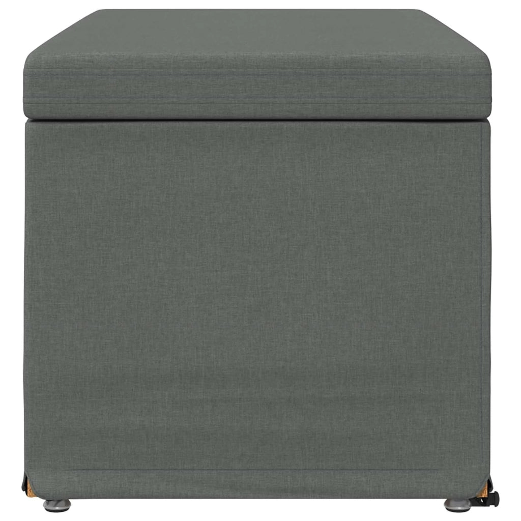 Pouf Grigio scuro Tessuto e Legno Ingegnerizzato