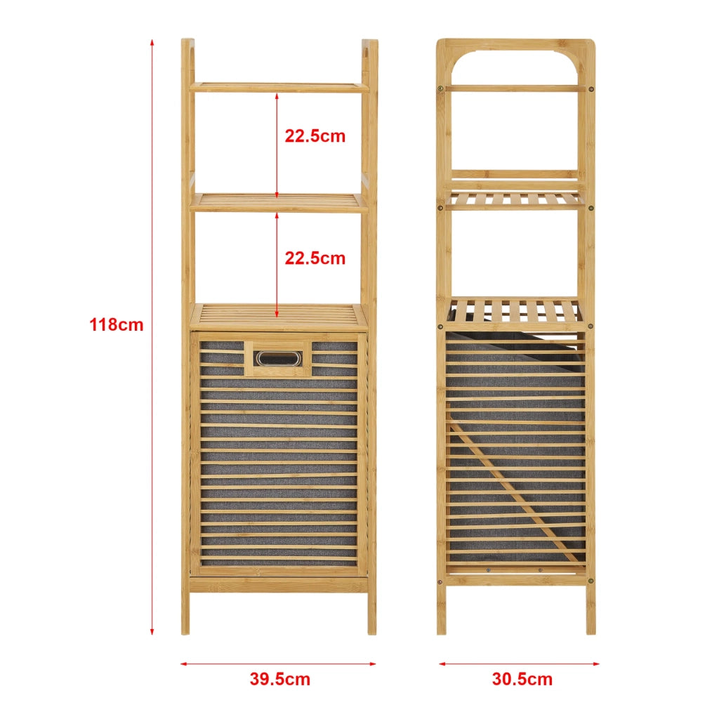 Mobile portabiancheria in bambù con ripiano 118 x 39,5 x 30,5 cm 03_0006862