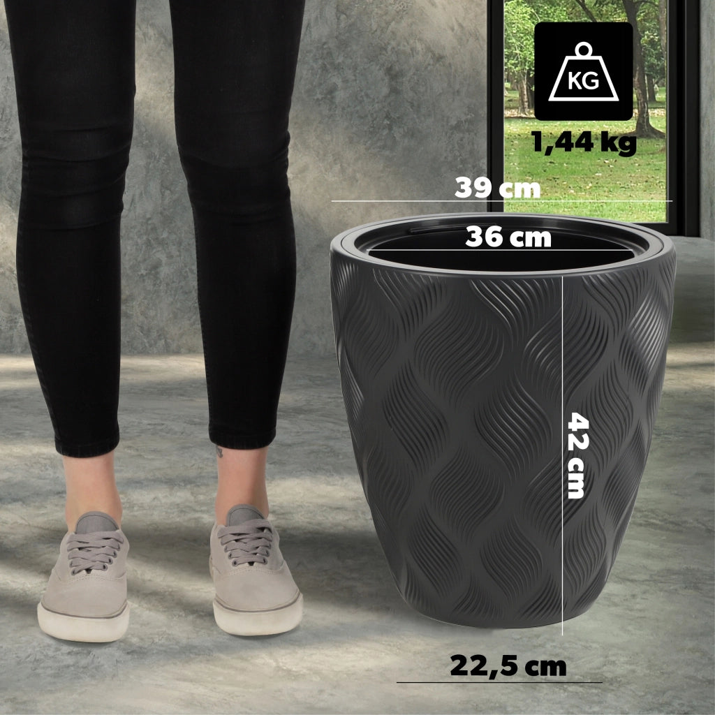 Vaso da fiori KADAX con inserto 42 cm, copertura per vaso da fiori in plastica alta
