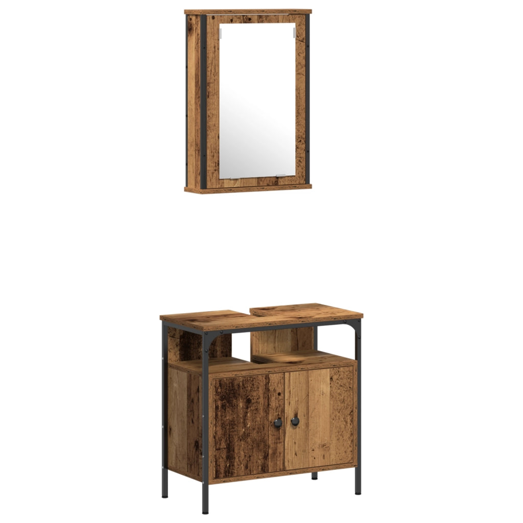Set di Mobili da Bagno in 4 Pezzi Legno Invecchiato