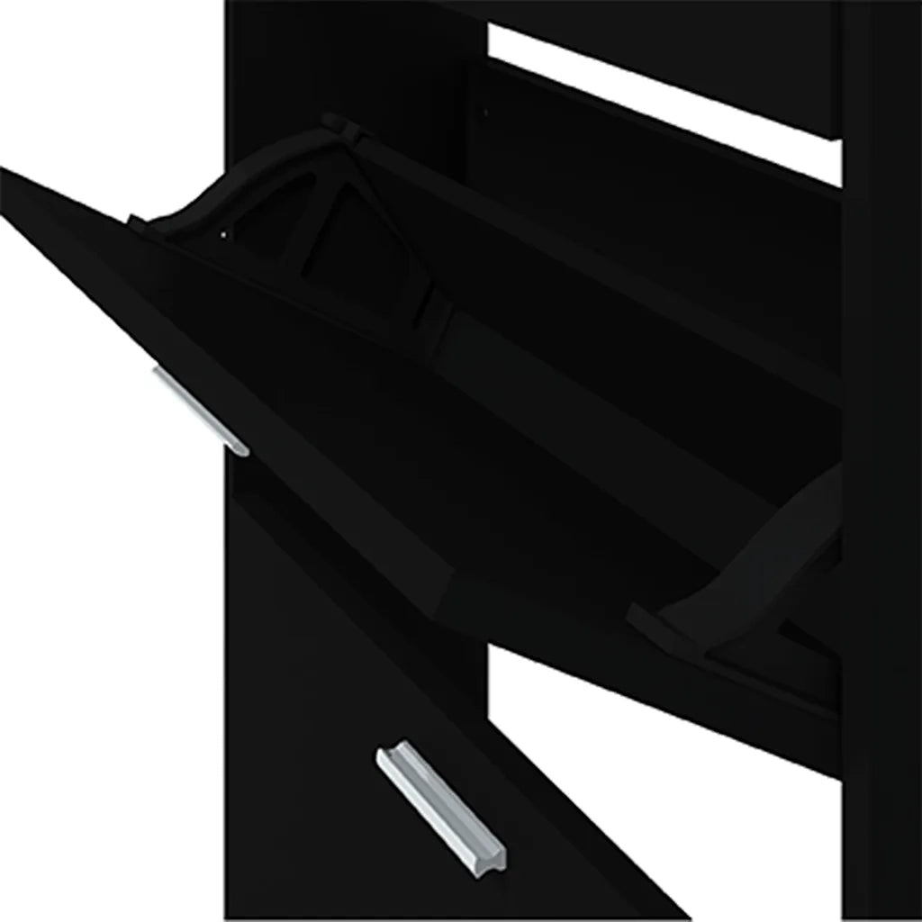 Scarpiera | Mobile per scarpe Nera 59x17x169 cm in Legno Multistrato