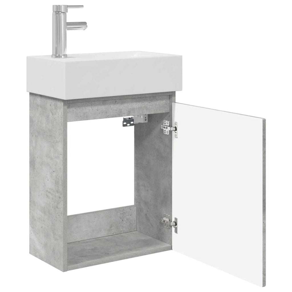 Mobile bagno con rubinetto Grigio Cemento 45,5 x 22,5 x 84 cm 889504