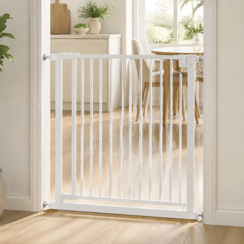 Cancelletto di sicurezza 73x4.5x82 cm con chiusura automatica in acciaio al carbonio bianco