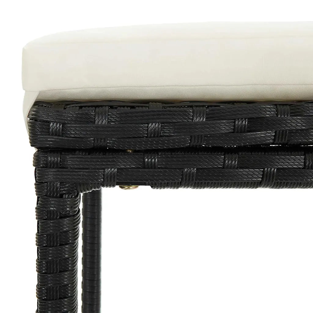Set Bar da Giardino 5 pz | Set Salotto da Giardino Nero in Legno Acacia e Polyrattan