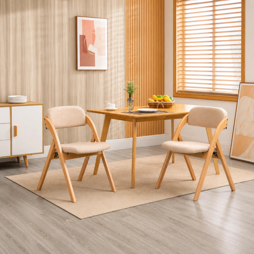 Set di 2 sedie pieghevoli imbottite con rivestimento sfoderabile in legno khaki