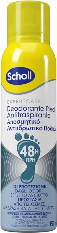 SCHOLL EXPERTCARE DEODORANTE PIEDI SPRAY TECNOLOGIA ATTIVA CONTROLLO ODORI ELIMINA CATTIVI ODORI PER 48H 150 ML