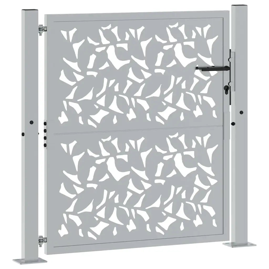 Cancello da giardino 100x100 cm in acciaio corten con design a foglia 4100964