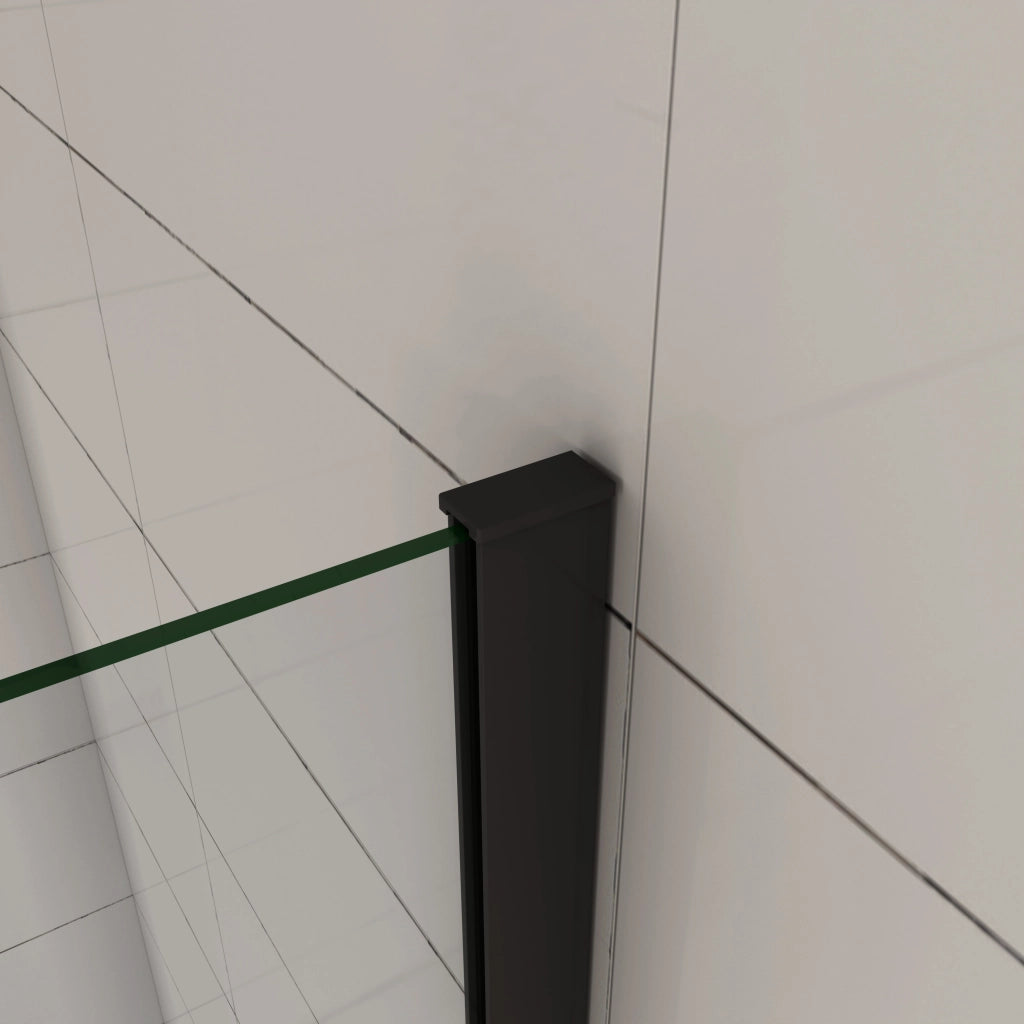 Parete Doccia Per Vasca 40x130 cm Sopravasca Walk in Vetro Temperato 5 mm Trasparente Anticalcare Telaio Nero Opaco