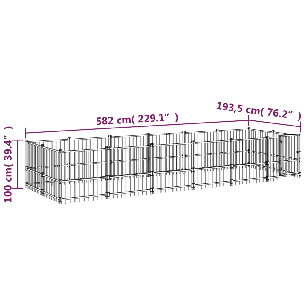 Gabbia per Cani da Esterno in Acciaio 11,26 mÂ²