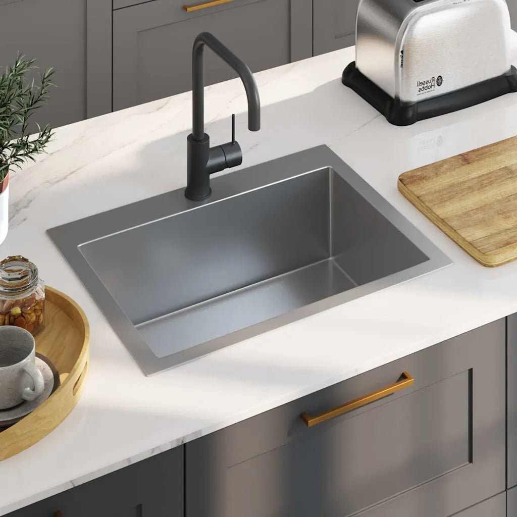 Lavello da Cucina Lavorato a Mano in Acciaio Inoxcod mxl 103350