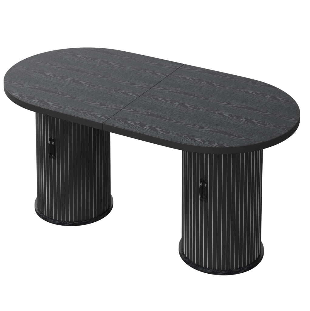 Tavolo da pranzo allungabile 150-190 cm in MDF nero con vano contenitore