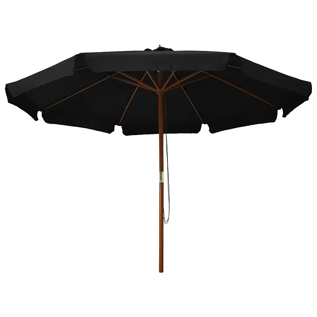 Ombrello | Parasolne da Esterni con Palo in Legno 330 cm Nero