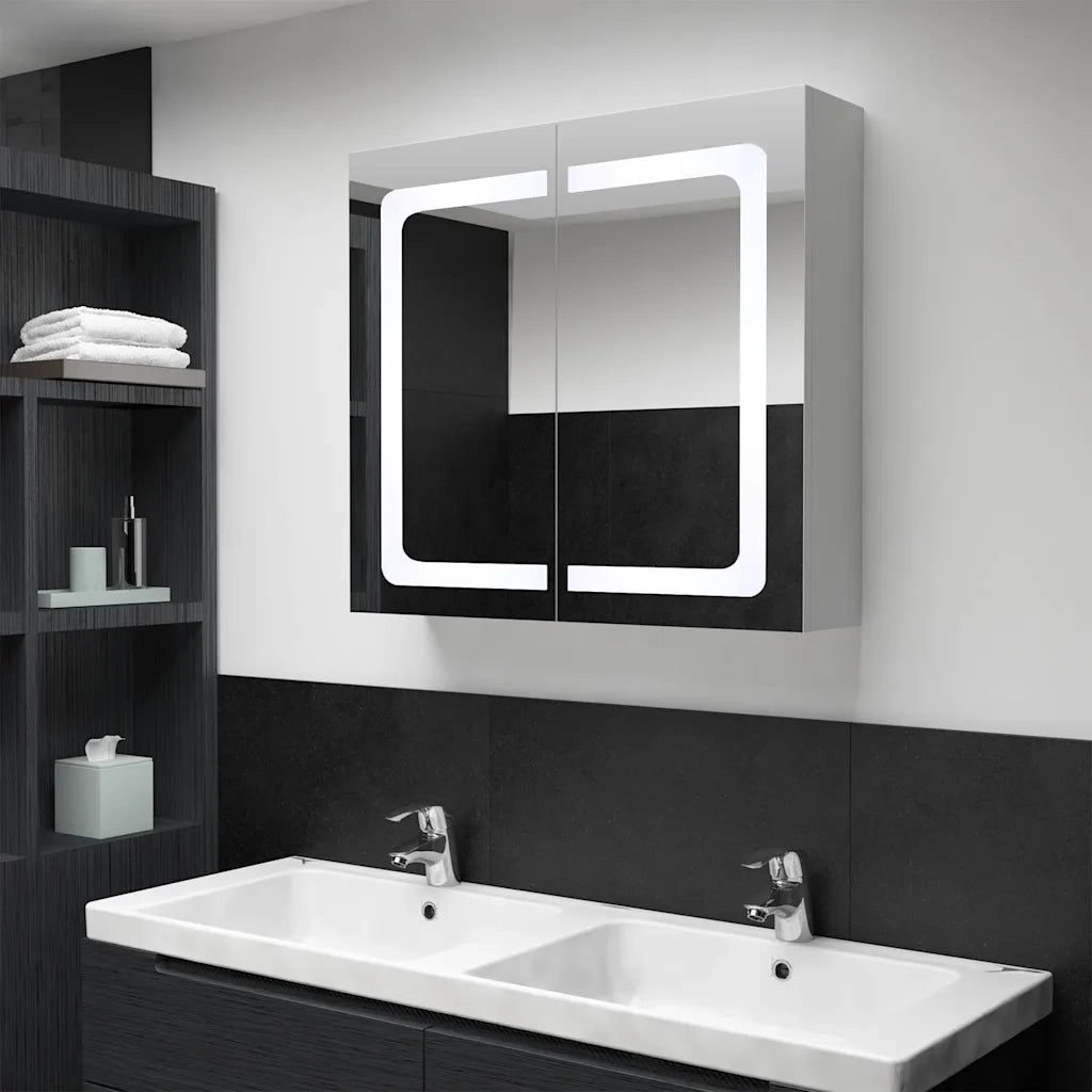 Armadietto Bagno | Armadio da bagno con Specchio e LED 80x12,2x68 cm