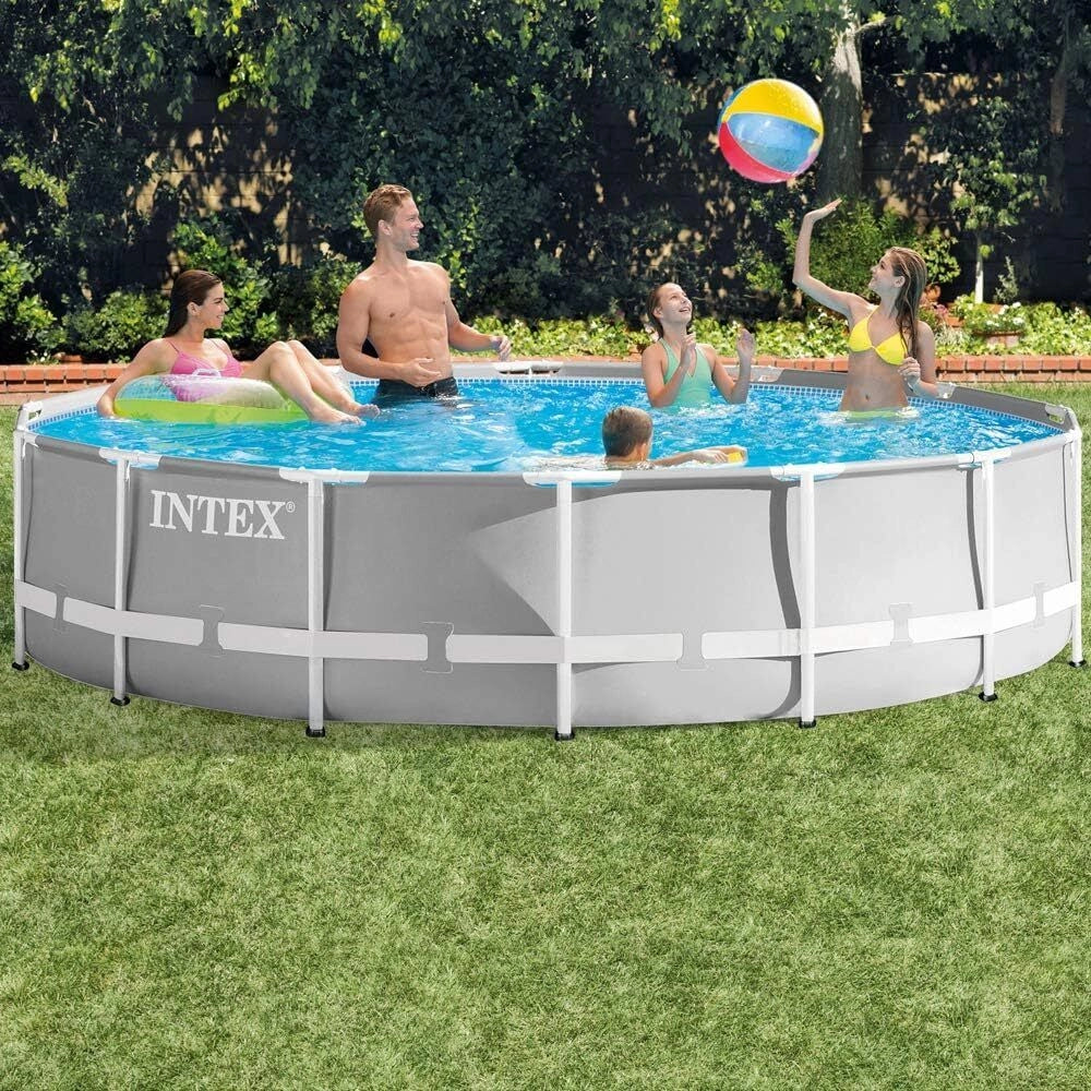 Intex 26720 Piscina Rotonda Fuoriterra Grigio 427X107 cm 427x107 cm Con Pompa Filtro