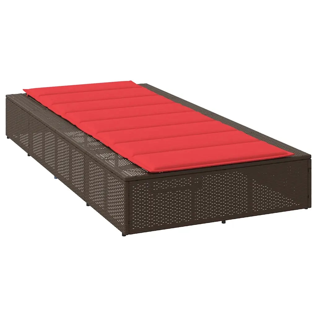 Lettino Prendisole | Sdraio da giardino | Lettino da sole con Cuscino Galleggiante Marrone Polyrattan