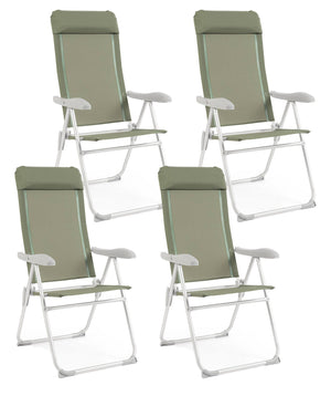 Set 4 Sedie Sdraio Pieghevole 57x65x110 cm in Alluminio Cayo Olive