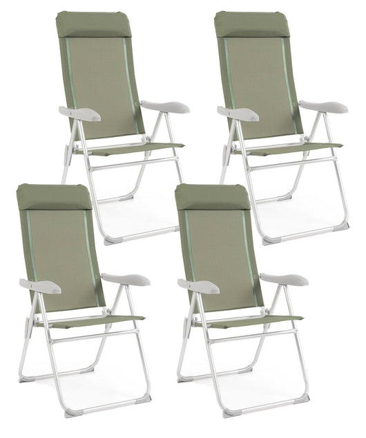 Set 4 Sedie Sdraio Pieghevole 57x65x110 cm in Alluminio Cayo Olive