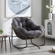 Sedia a dondolo da esterno in rattan sintetico grigio con cuscino