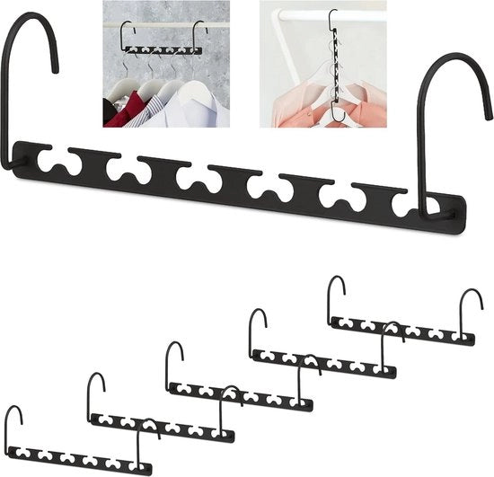 Hanger per abbigliamento spazia occupante - 12 hanger - orizzontale e verticale - organizzatore di appendiabiti - metallo nero