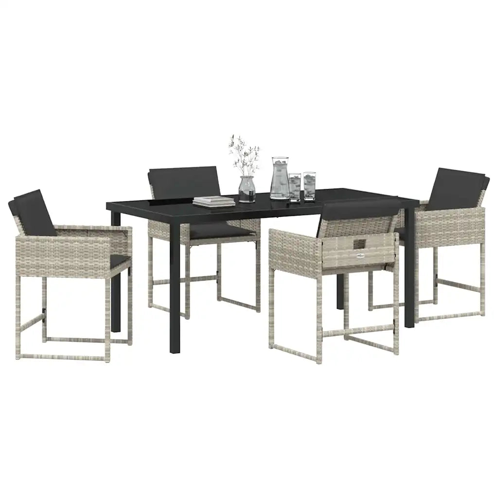 Set da Pranzo per Giardino 5 pcs Grigio chiaro polyrattan 3380735