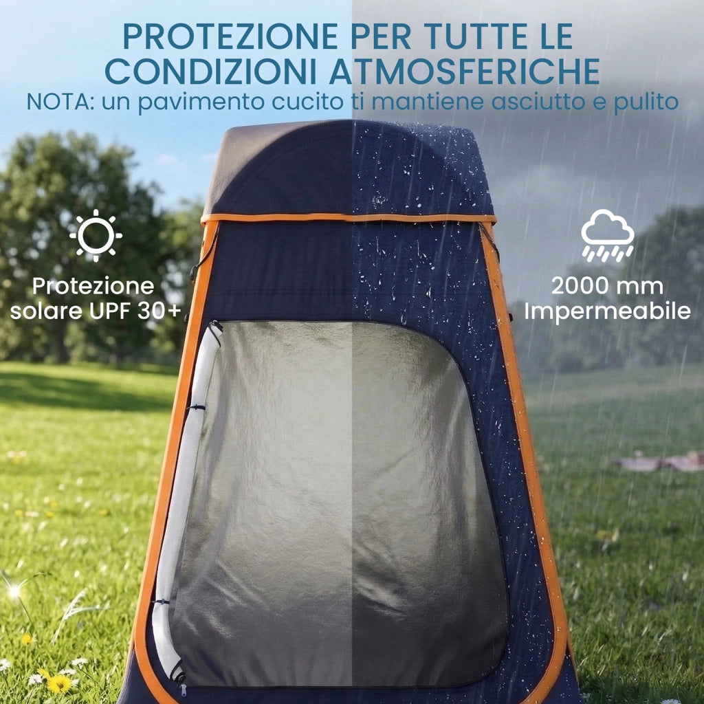 Tenda Doccia Pop-Up Impermeabile con Tetto Rimovibile, in Poliestere 190T e Acciaio, 152x152x200 cm, Blu Scuro