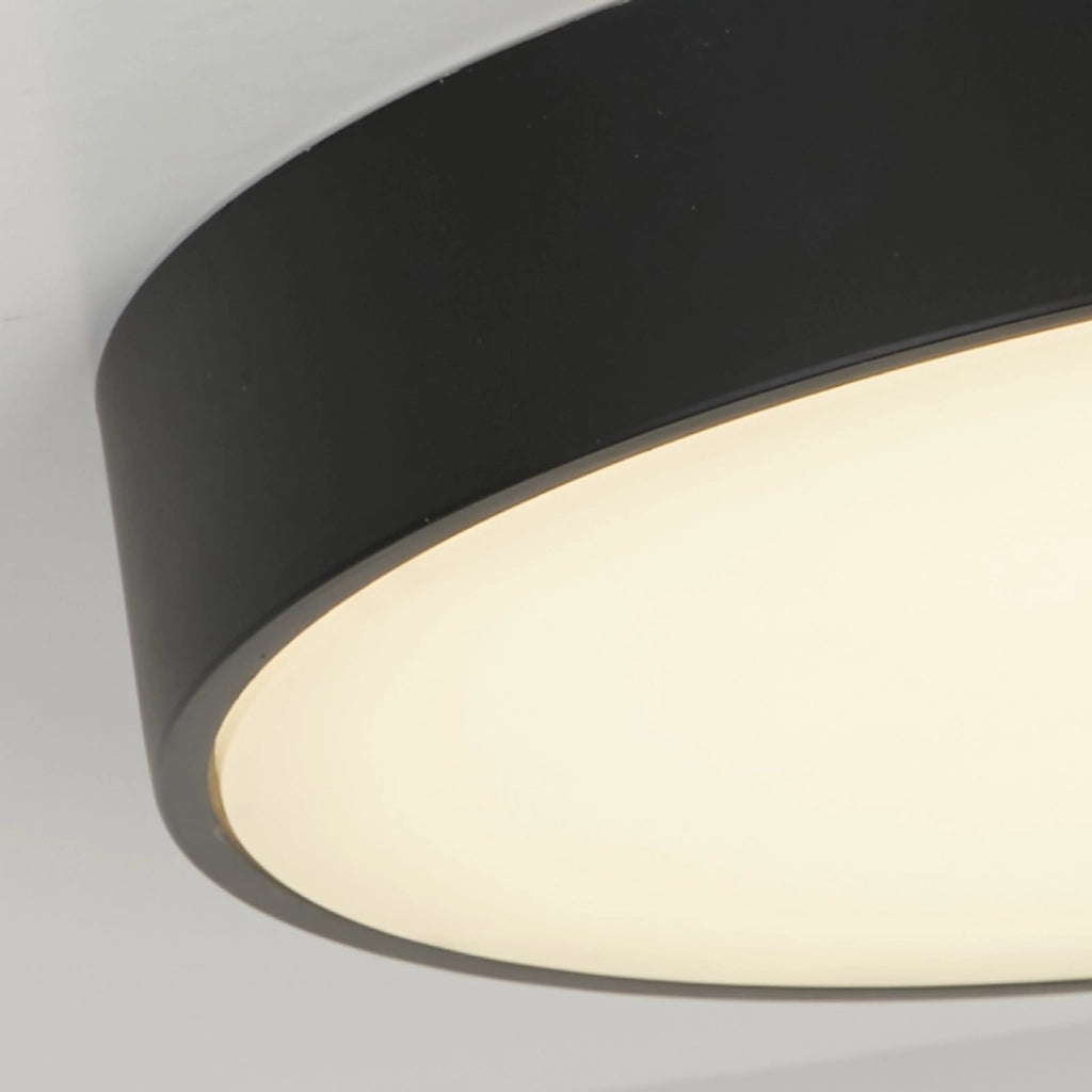 Palma LED Flush, Policarbonato Nero con Diffusore Bianco