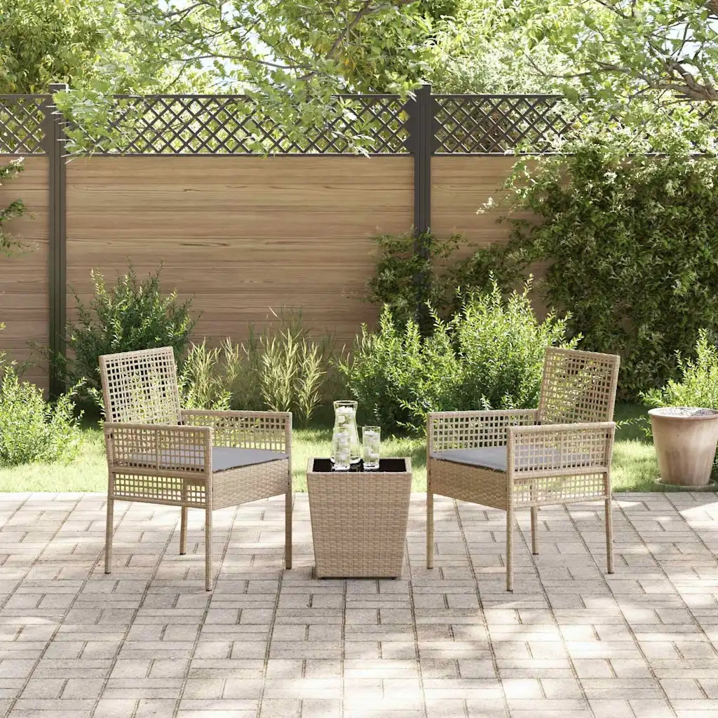 Set Bistro da Giardino 3 pz | Set Salotto da Giardino Beige polyrattan