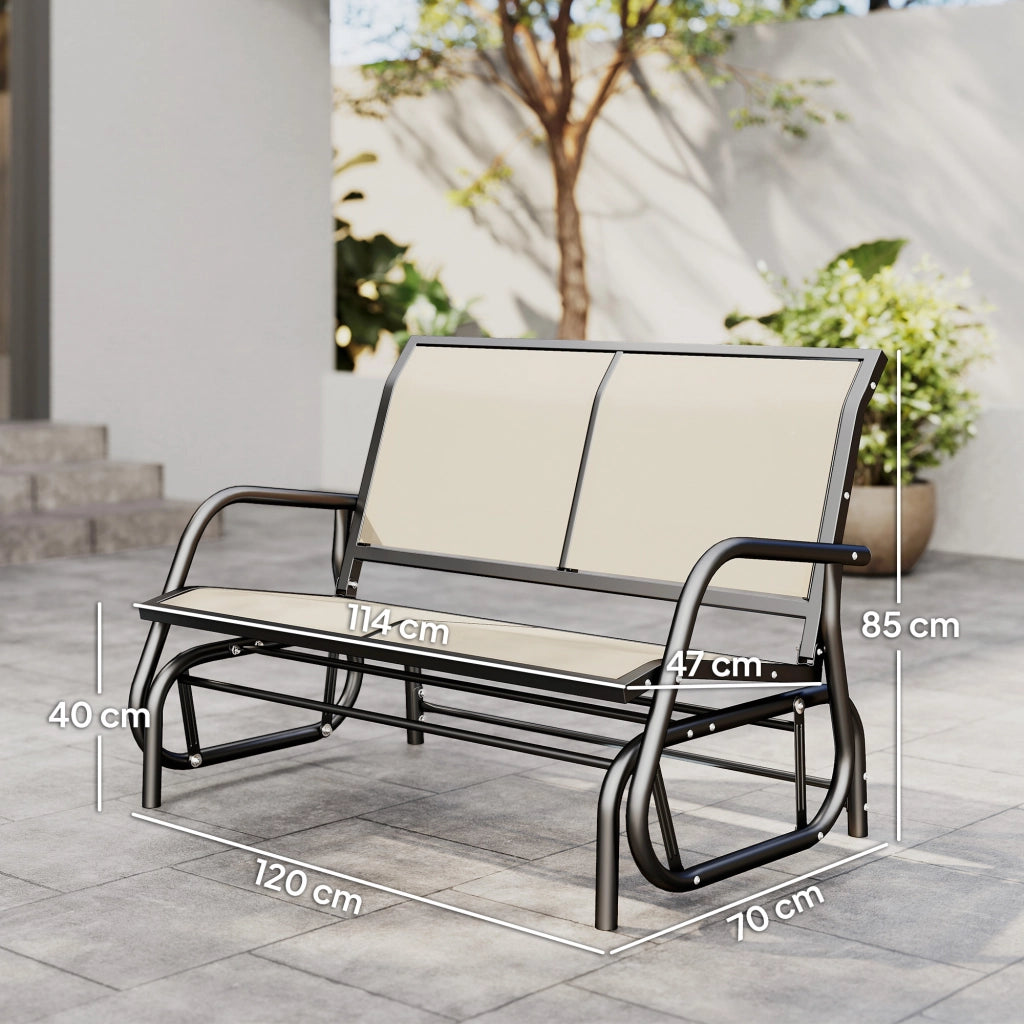 Panchina a Dondolo 2 Posti ¨C zephmum ¨C 120x70x85 cm Nero+Beige