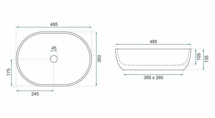 Lavabo Da Appoggio Rea Lara Grey