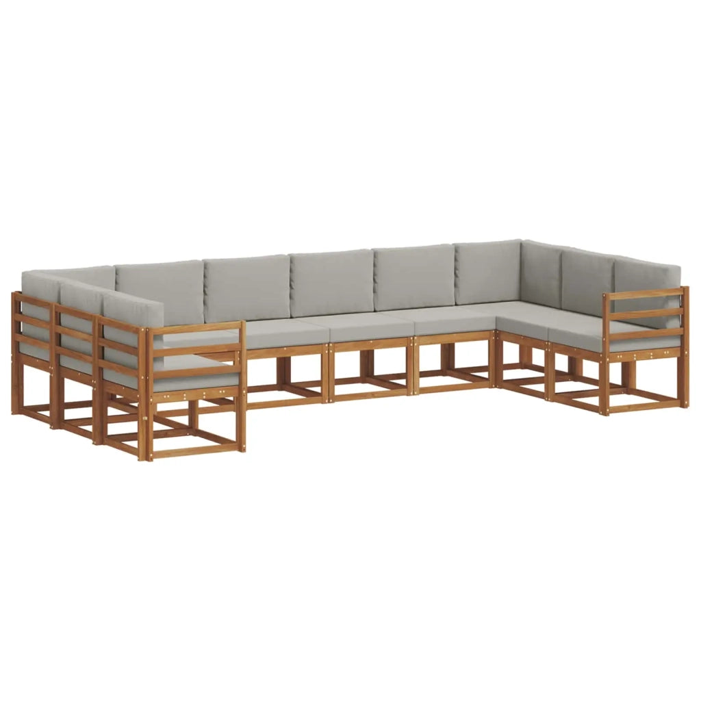 Set di divani da esterno 10 pcs Grigio Naturale e Chiaro 3367039