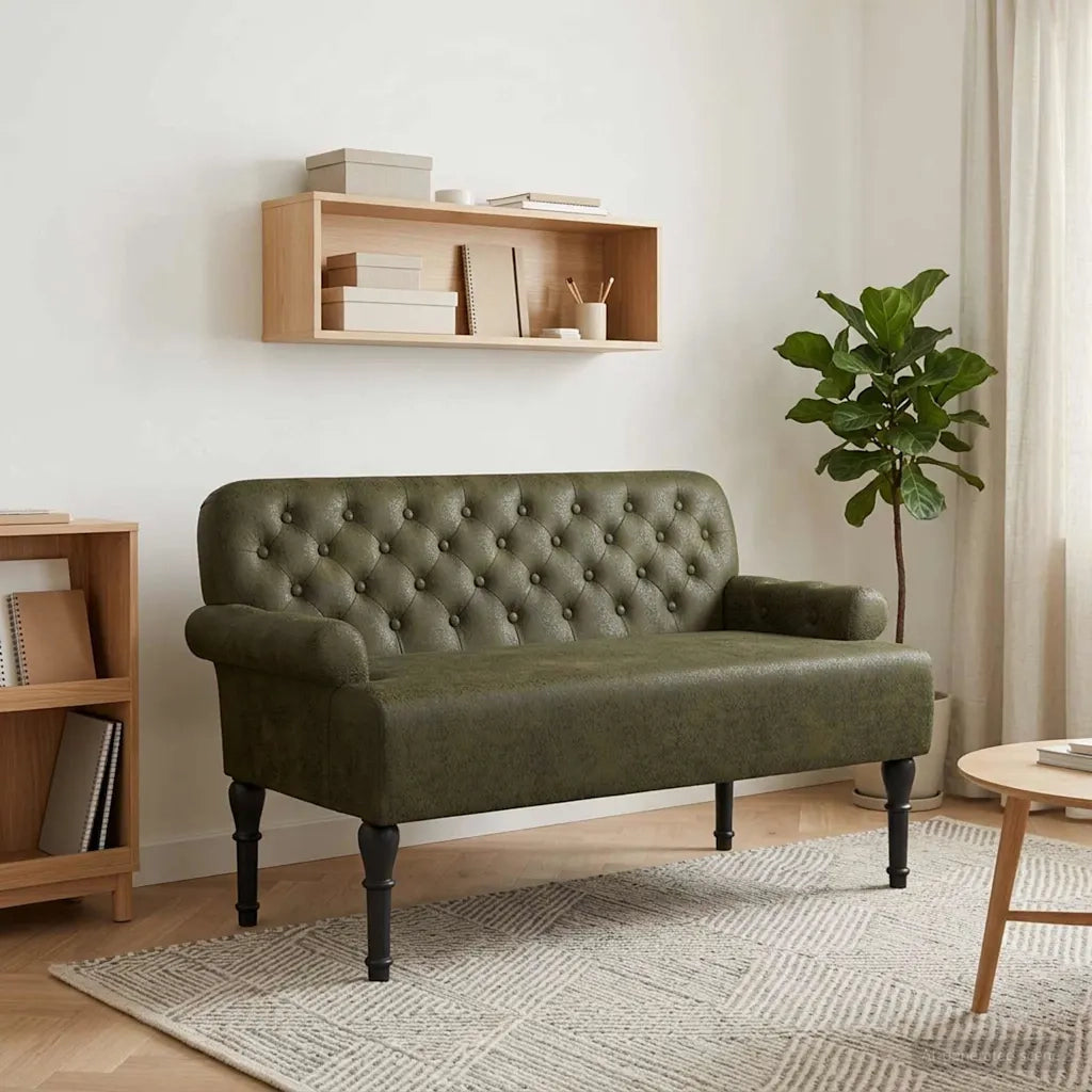 Loveseat con bottoni imbottiti Verde militare 120 x 65 x 78 cm 42041842