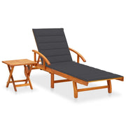 Lettino prendisole sedia a sdraio lettino prendisole letto da giardino mobili da esterno per patio con tavolo e cuscino legno di acacia 02_0012619