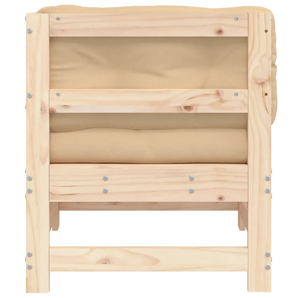 Divano Angolare con Cuscini in Legno Massello di Pino 825541