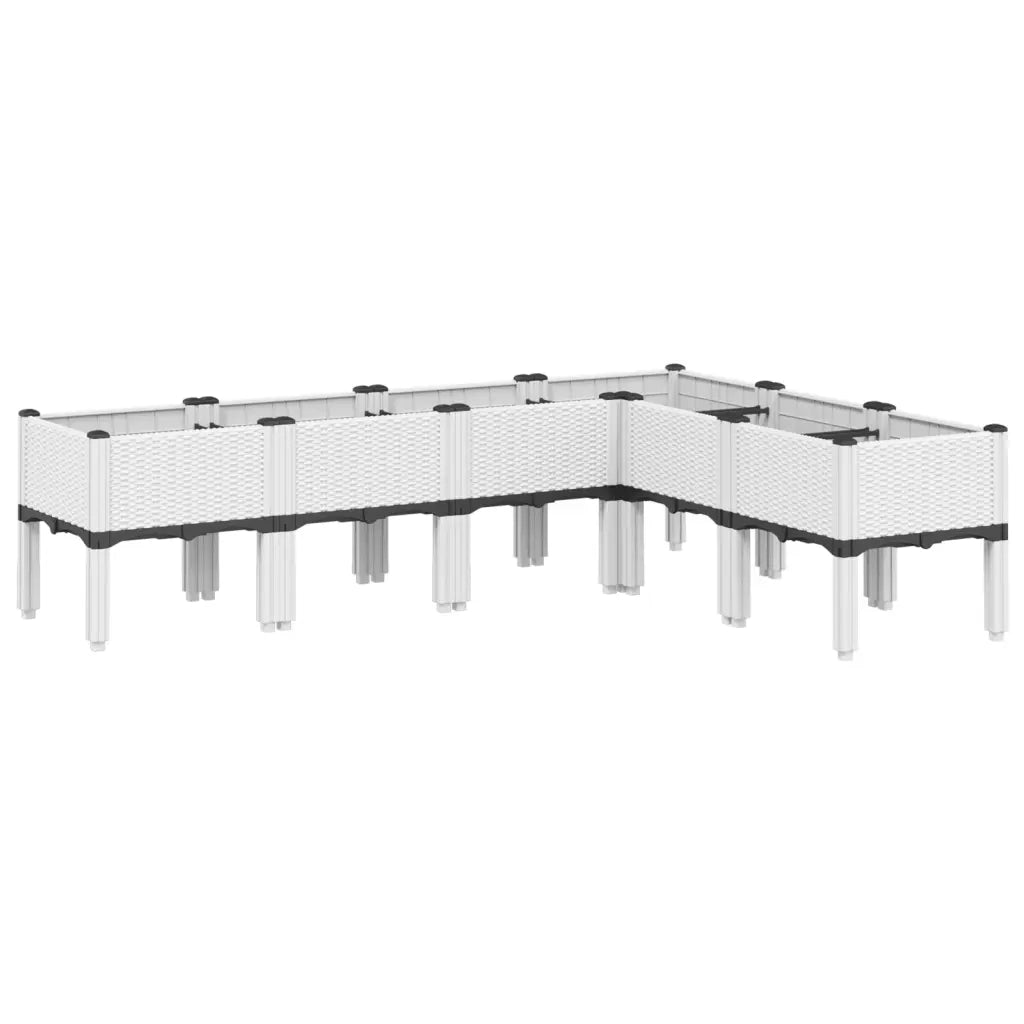 Fioriera da Giardino con Gambe Bianca 160x120x42 cm in PP 367909