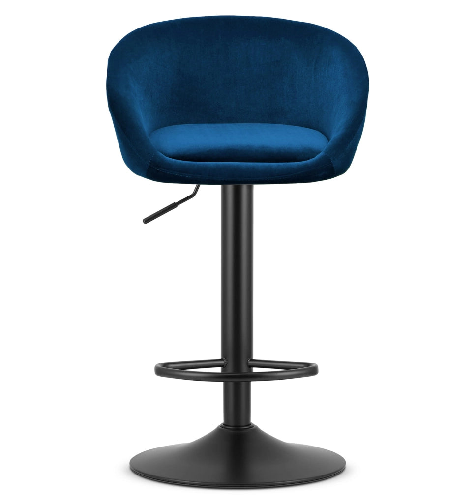 Sgabello in velluto VALORA EAST - Blu navy per soggiorno, cucina, sala da pranzo