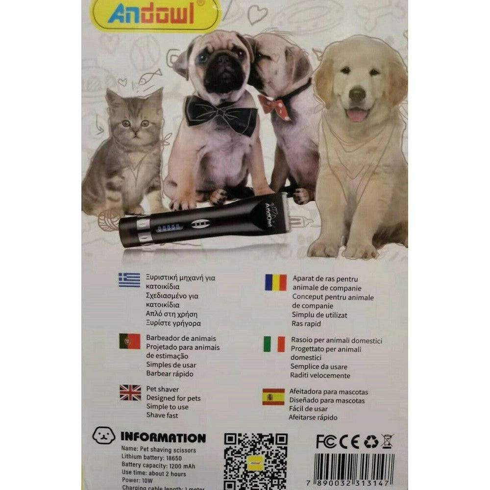 Trade Shop - Tosatrice Senza Fili Cani Gatti Rasoio Elettrico Tosatore Ricaricabile Q-t180 -