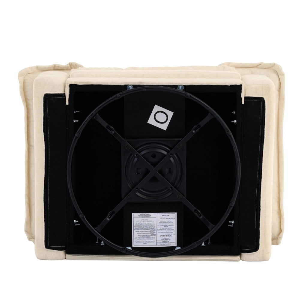Poltrona girevole 360° oversize in ciniglia beige con cuscino di supporto HOMVRA