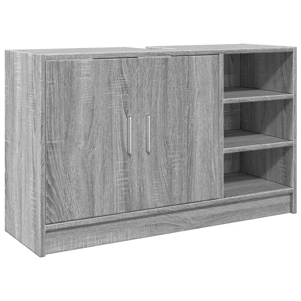 Mobile sottolavabo moderno con ampio spazio contenitivo 90 x 29 x 55 cm realizzato in legno composito Sonoma grigio 02_0049546