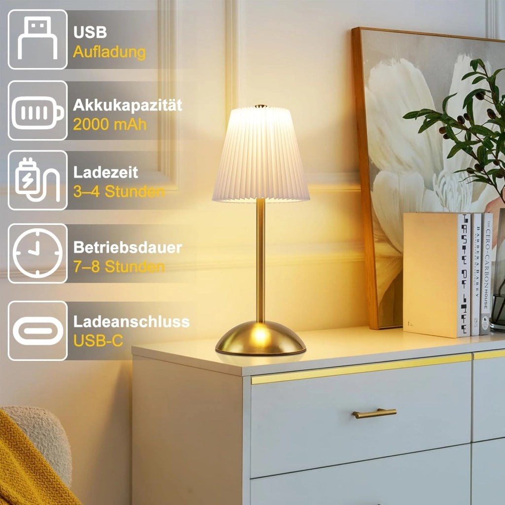 ZMH Lampada da tavolo LED set 2 pezzi bianca wireless dimmerabile 3 temperature colore per camera letto soggiorno