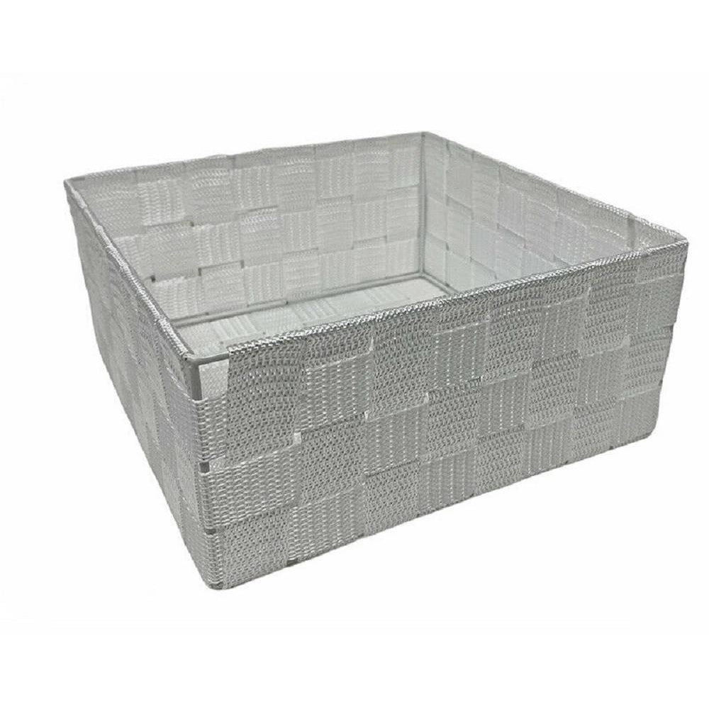 Trade Shop - 6pz Scatola In Tessuto Contenitori Organizer Bagno Armadio Cassetti Bianco -